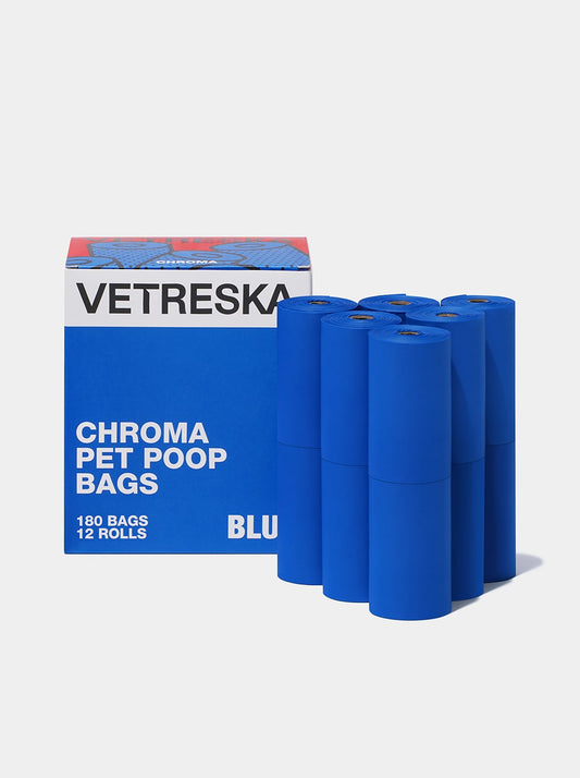 Chroma Pet Poop Bags Refill Set (12 Rolls) – Blue