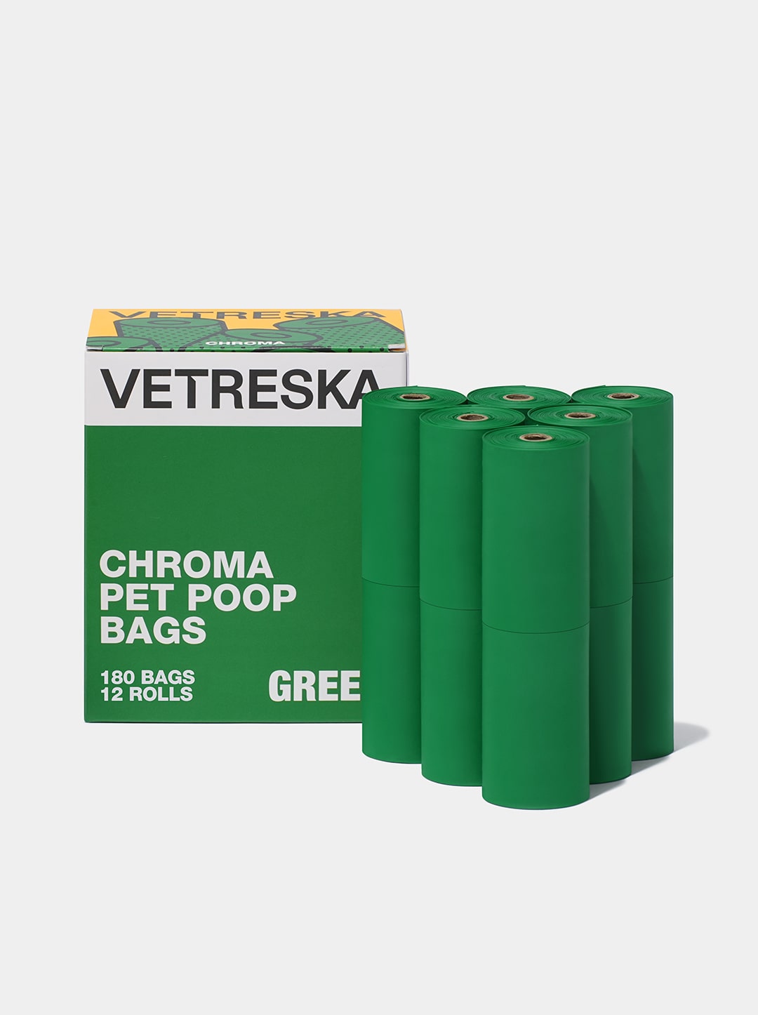 Chroma Pet Poop Bags Refill Set (12 Rolls) – Green