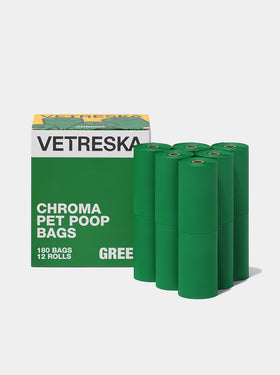 Chroma Pet Poop Bags Refill Set (12 Rolls) – Green