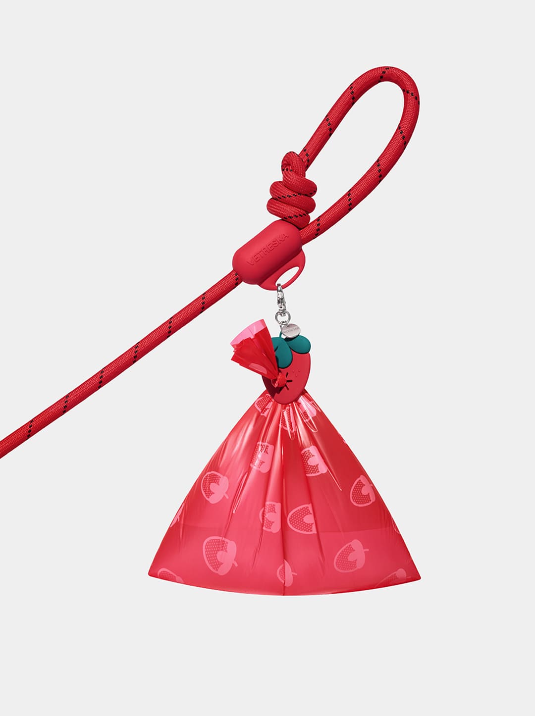 Connect 3 in 1 Walk Kit - Strawberry (Hands-Free Rope Leash, Hands-Free Poop Bag Clip, Dipsenser & Poop Bags)