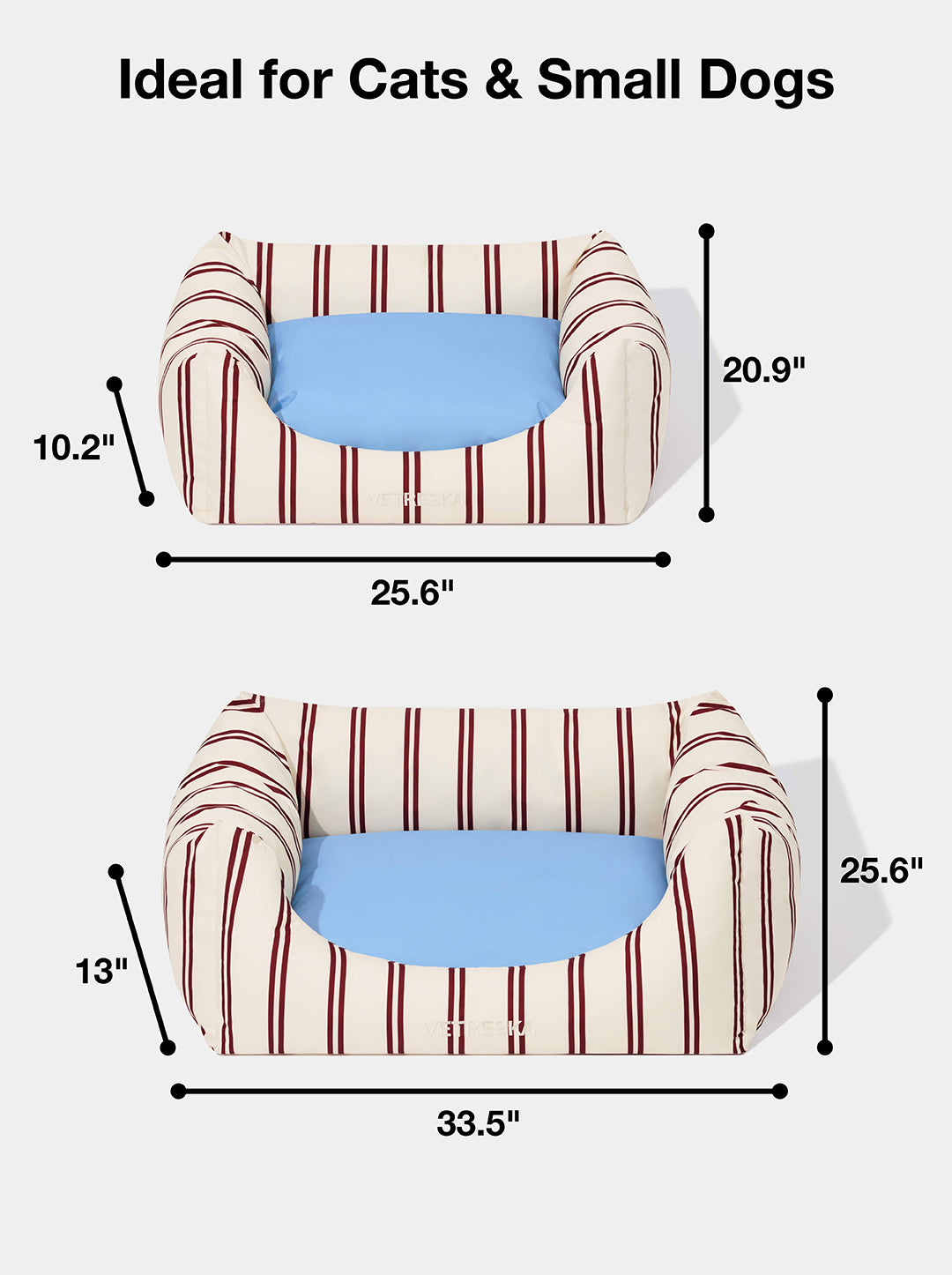 Mist And Merlot Pet Sofa - Cream & Stripes