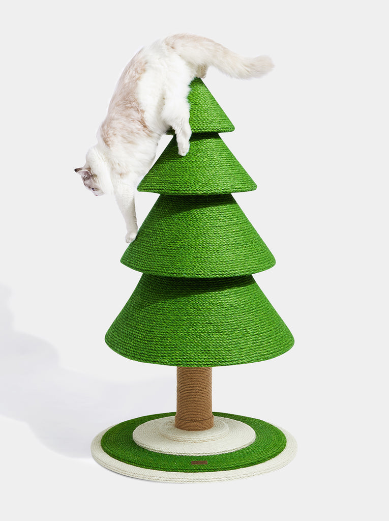 Festive Feline Retreat: Pine Cat Tree & Santa Paws Cushion Combo