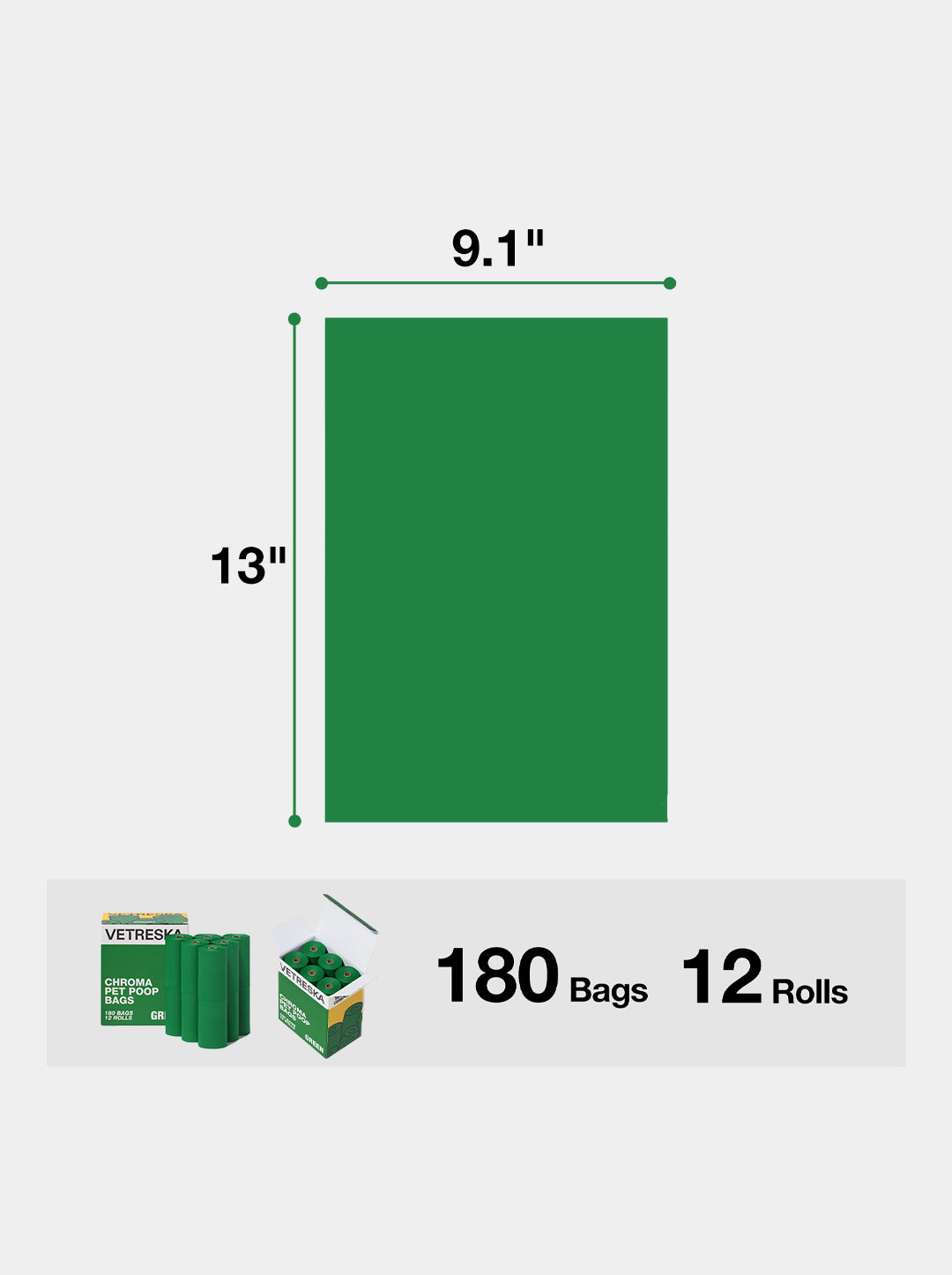 Chroma Pet Poop Bags Refill Set (12 Rolls) – Green